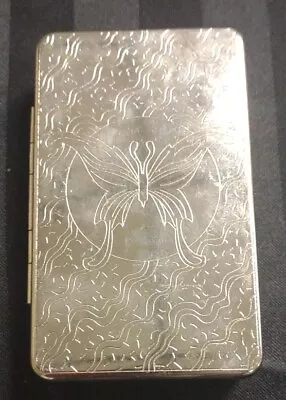 Cigarette Case Butterfly Engraved Metal Case  Stainless Steel Look • $14.99