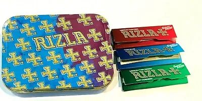 £4.99 • Buy 2oz RIZLA LARGE UNHINGED Cigarette Tobacco STASH Metal Baccy TIN With Paper