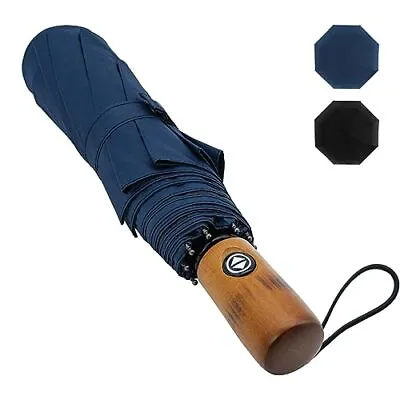 Essentials Travel Umbrella Windproof Compact Collapsible Light Navy Blue • $14.60