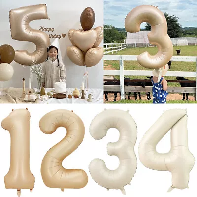 Matte Cream Number Foil Balloon Party Wedding Anniversary Helium Balloons 100cm • $5.80