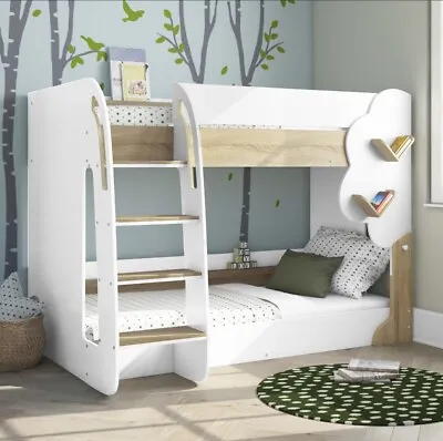 £459.95 • Buy Kids Bunk Bed Unisex Girls Boys In White And Oak With Shelves
