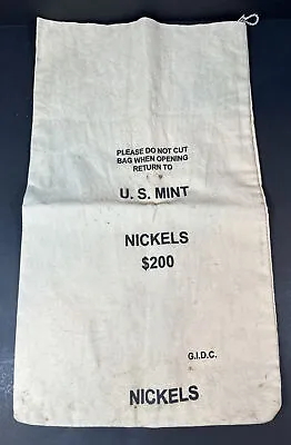 U.S. Mint Money Bag $200 Nickels Cloth Sack Coin Vintage • $9.95