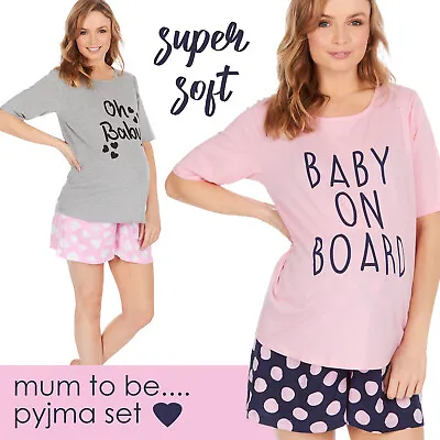 Mum To Be T Shirt And Short Bottoms Pyjama Set Cotton Maternity Gift Set PJs Set • £9.99