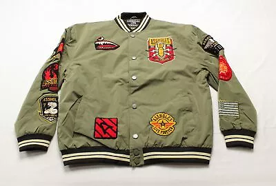 A**holes Live Forever Unisex Patch Chenille Varsity Jacket AH4 Army Green Large • $79.99