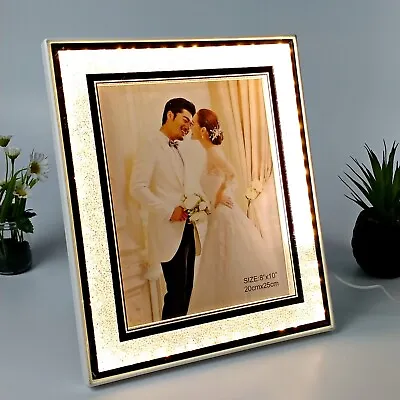 £18.99 • Buy LED Crushed Diamond Mirrored Crystal Photo Picture Photograph Frame 8x10  Silver
