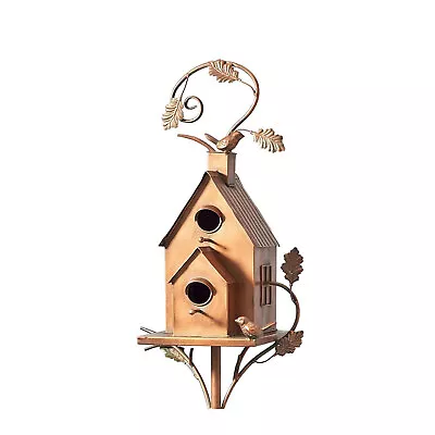 Metal Birdhouse Art Stake Outdoor Rustic Bird House Stand Garden Yard Decoration • $19.06