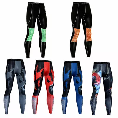 Men's Athletic Compression Base Layer Long Pants Gym Running Tight Leggings NEW • £12.23