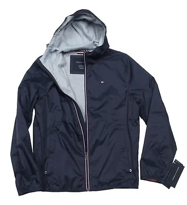 Tommy Hilfiger Men's Navy Active Rain Slicker Full Zip Hooded Jacket • $69.99