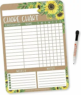 Kraft Sunflower Family Chore Chart For Adults Magnetic Chore Chart For... • $19.99