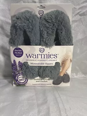 Warmies Microwaveable Fuzzy Slippers Gray Sizes 6-10 Lavender Scent New In Box • $17.50