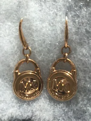 Michael Kors Gold Tone Dangle  Round Padlock Look Earrings • $32.99