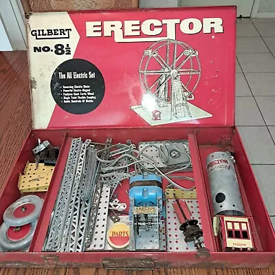 Vintage Gilbert Erector All Electric Set #8 1/2 In Original Red Metal Case • $50