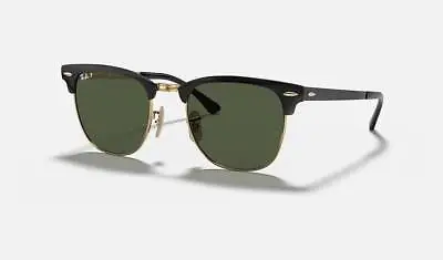 Ray-Ban Clubmaster Metal Black On Gold/Green Polarized G-15 51 Mm Sunglasses • $139.99