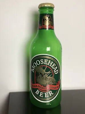 Vintage! 1997 Moosehead Beer Bottle Plastic Coin Piggy Bank 20  Tall Made In USA • $29