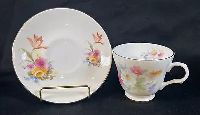 VTG Crown Trent English Bone China Staffordshire Floral Tea Cup & Saucer • $30