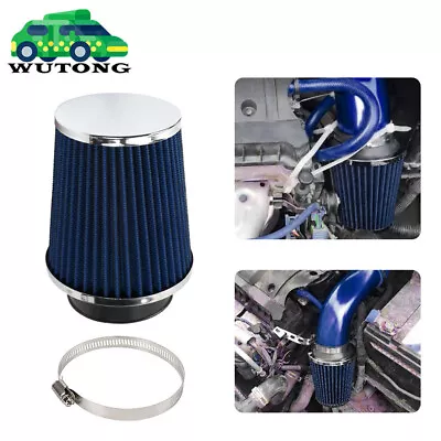 3in/76mm High Flow Inlet Dry Air Filter Cold Air Intake Cone Replacement Blue • $12.99