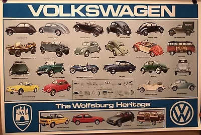 VW- Volkswagen  The Wolfsburg Heritage  History Extremely Rare! Car Poster! 😎 • $39.95