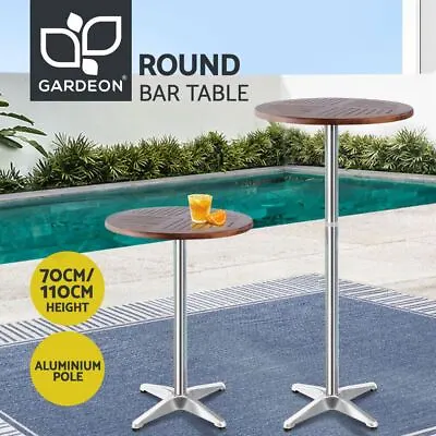 $69.59 • Buy Gardeon Outdoor Bar Table Furniture Wooden Cafe Table Aluminium Pole Round