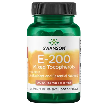 Swanson Vitamin E Mixed Tocopherols 200 Iu 100 Softgels • $8.50