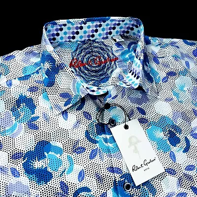 Robert Graham Geometric Floral Polka Dot Honeycomb Paisley Short Sleeve Shirt L • $84.99