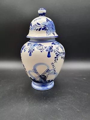 Vintage Delfts Blue Ginger Jar Hand Painted Holland Urn • $8.50