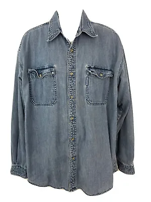 Columbia Denim Shirt XL Blue Chambray Button Vintage Men's • $13.79