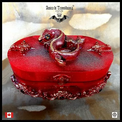 $158.36 • Buy Home Decor Vintage Wood Box Jewelry Jewellery Organizer Set Red Dragon Wooden 2