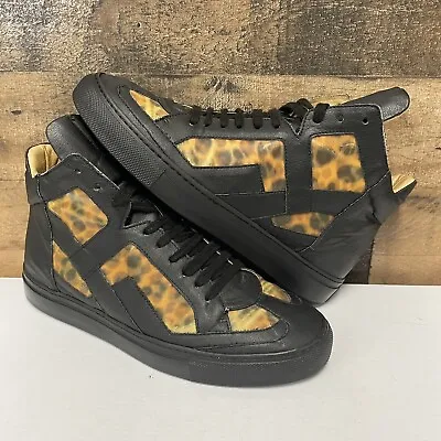 Maison Martin Margiela MM6 Leather Black Leopard High Sneakers - Women’s US 9 • $70
