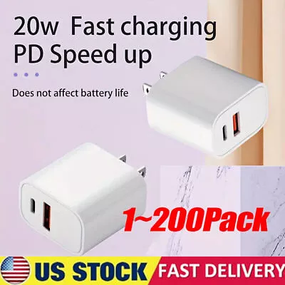 For IPhone 14 13 12 11 20W Fast Charger Block USB Type C Wall Power Adapter Lot • $810