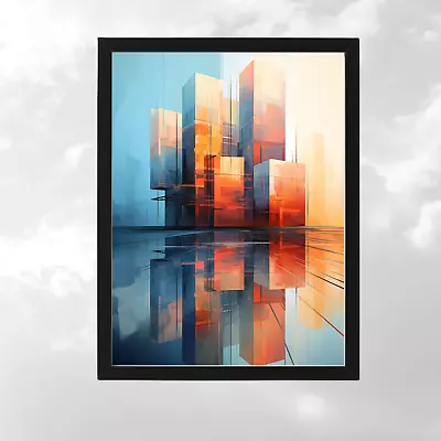 Picture Photo Frame Boho Cityscape At Dawn Room Decor Framed Wall Art • $27