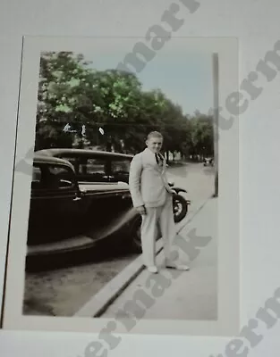 1930s Hand Tinted Handsome Man With Classic Cars  Vintage Photo Aa • $3.99