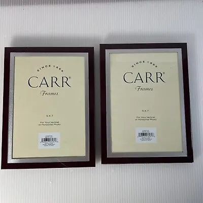 Carr  2 - Burgundy & Silver Trim Picture Frames  5 X 7 Photo With Easel • $14