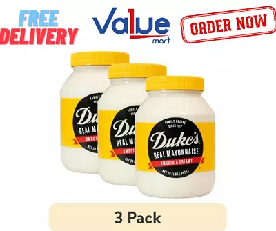 (3 Pack) Duke's Smooth And Creamy Real Mayonnaise 30 Ounce Jar • $11.97