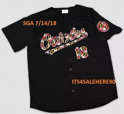 MLB Baltimore Orioles Black 2018 FLAG SCRIPT JERSEY Size Mens XL SGA 7/14/18  • $29.99
