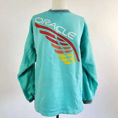 VTG 90s Oracle Logo Sweater Promotional 1991 Admiral's Cup Sailing Double Sided  • $42.99