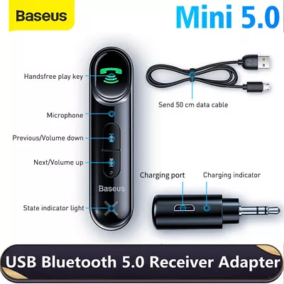 Baseus Wireless Bluetooth Receiver 3.5mm AUX Audio Stereo Music Home Car Adapter • $11.99