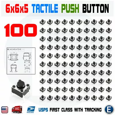 100Pcs 6x6x5mm PCB Momentary Tactile Tact Push Button Switch 4 Pin DIP Micro • $8.84