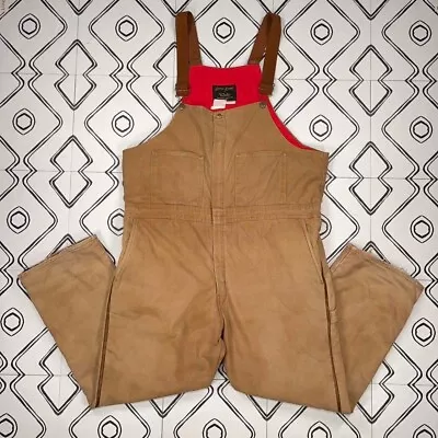 Vintage Walls 80s/90s Insulated Beige/Tan Canvas Cotton Bib Overalls Dungarees • £40