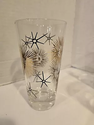 Federal 5.75  Celestial Starburst Sputnik Black Gold Drinking Glasses 10 MCM • $34.99