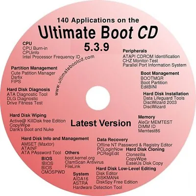 £4.25 • Buy Ultimate Boot DVD Restore, Repair, Recovery Windows XP Vista 7 8 10 11 Ver 5.3.9