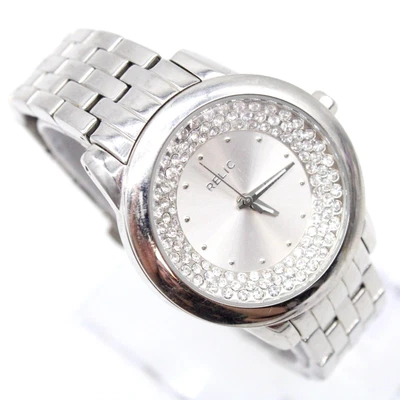 $30 • Buy RELIC Watch Womens Silver Tone Stainless Steel Casual Classic Rhinestones Dial