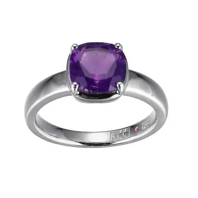 ELLE Marble Collection Sterling Silver Ring W/ 8mm Cushion Cut Genuine Amethyst • $89