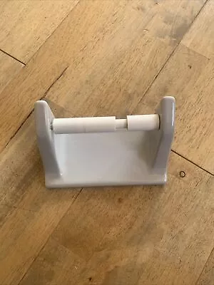 NEW Vintage Retro 60 / 70’s Wall Mounted Ceramic Toilet Roll Holder Dove Grey • £10