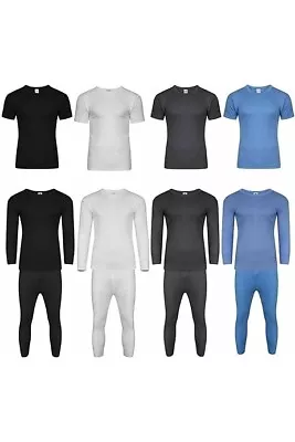 Mens Thermal Long Johns Top T Shirt Bottom Trouser Underwear Set Full Sleeve • $6.47