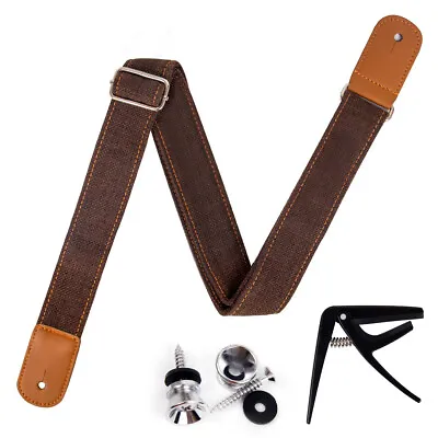 $18.69 • Buy Ukulele Strap Adjustable Length Leather Straps Light Brown W/Strap Locks Capo