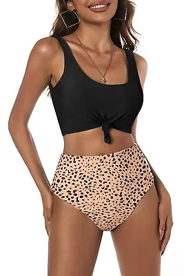 ZAFUL Women's High Waisted Bikini Scoop Neck Swimsuit Two Pieces Bathing Suit • $17