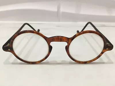 VINTAGE 1930's Art Deco Tortoise Brown Round Celluloid Eyeglasses EUC • $40