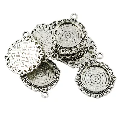 10pcs Bezel Round Cameo Cabochon Pendant Setting Blanks Trays Jewelry 20mm • £6.34