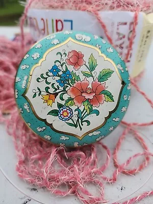 Vtg Daher Decorated Ware England Tin Blue And Pink Floral Gold Trim Trinket Box • $15