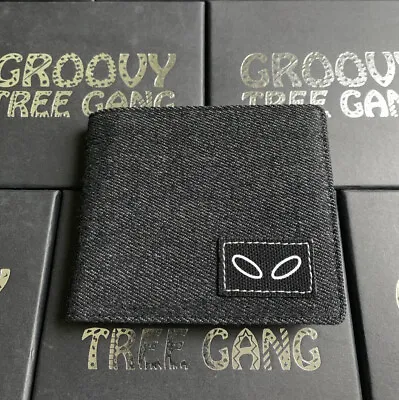 Groovy Black Denim / Leather RFID Bi-Fold Men's Wallet Brand New In Box - Black • $25